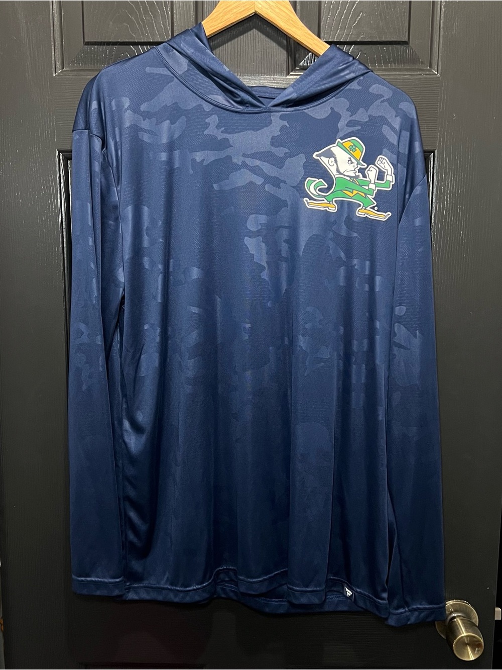 Fanatics Notre Dame Fighting Irish Camo Hooded Long Sleeve Shirt Men's XL Navy
